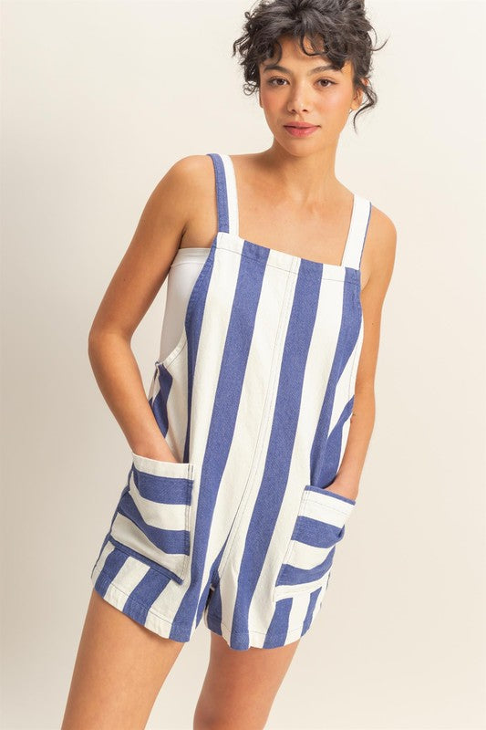 1445 Striped Pocket Romper