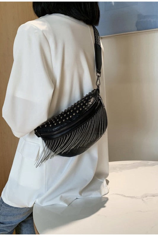 1013 Fringes Fanny Pack Black & Silver
