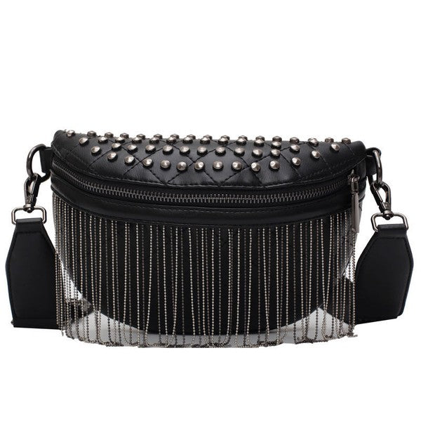 1013 Fringes Fanny Pack Black & Silver