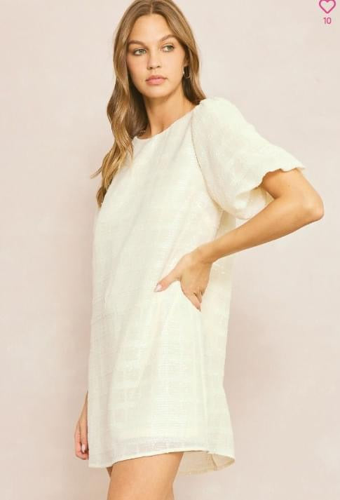 1175 Sequin Bubble Sleeve Short Dress