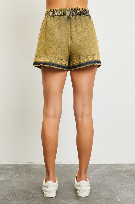 1336 Olive Denim Short Set