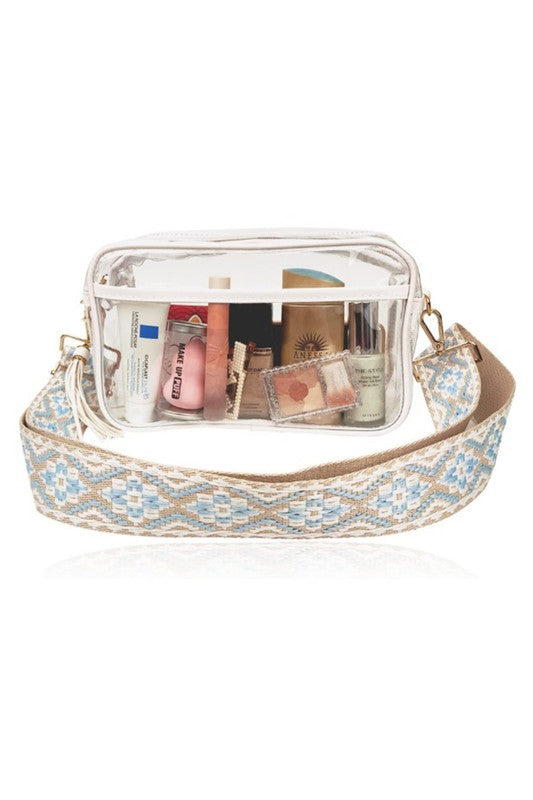 1537 Clear Messenger Bag With Print Strap