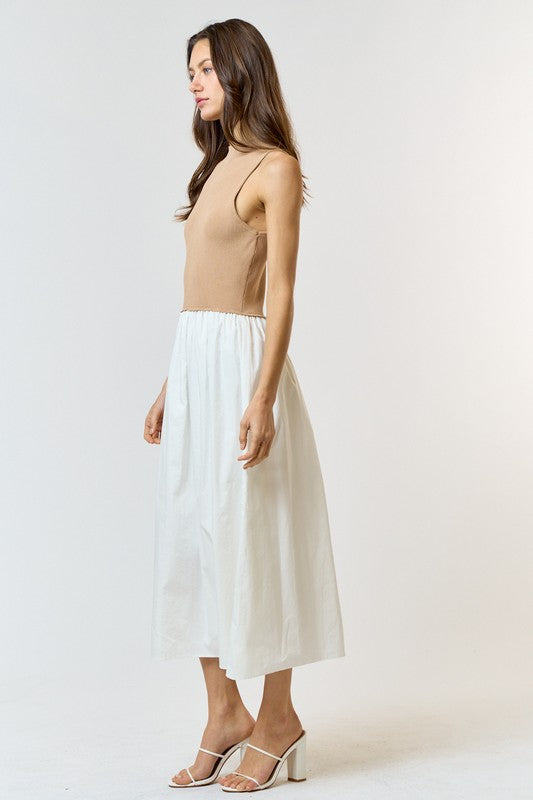 1132 Taupe Top And White Skirt Dress