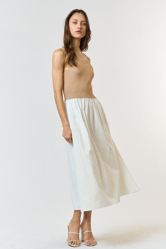 1132 Taupe Top And White Skirt Dress