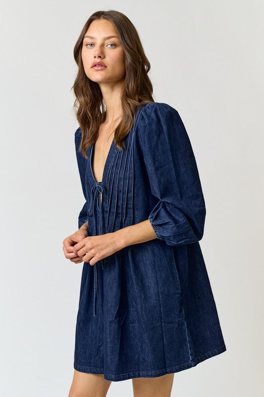 1131 Dark Denim Bow Romper