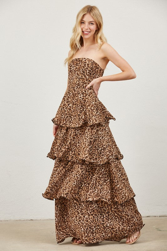 1226 Strapless Ruffle Maxi Dress