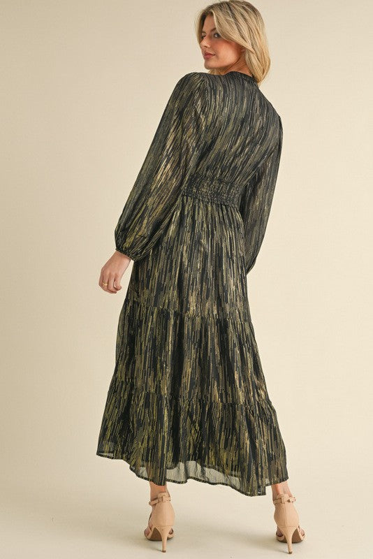 1199 Black & Gold Maxi Dress