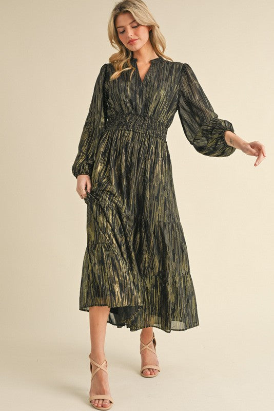 1199 Black & Gold Maxi Dress