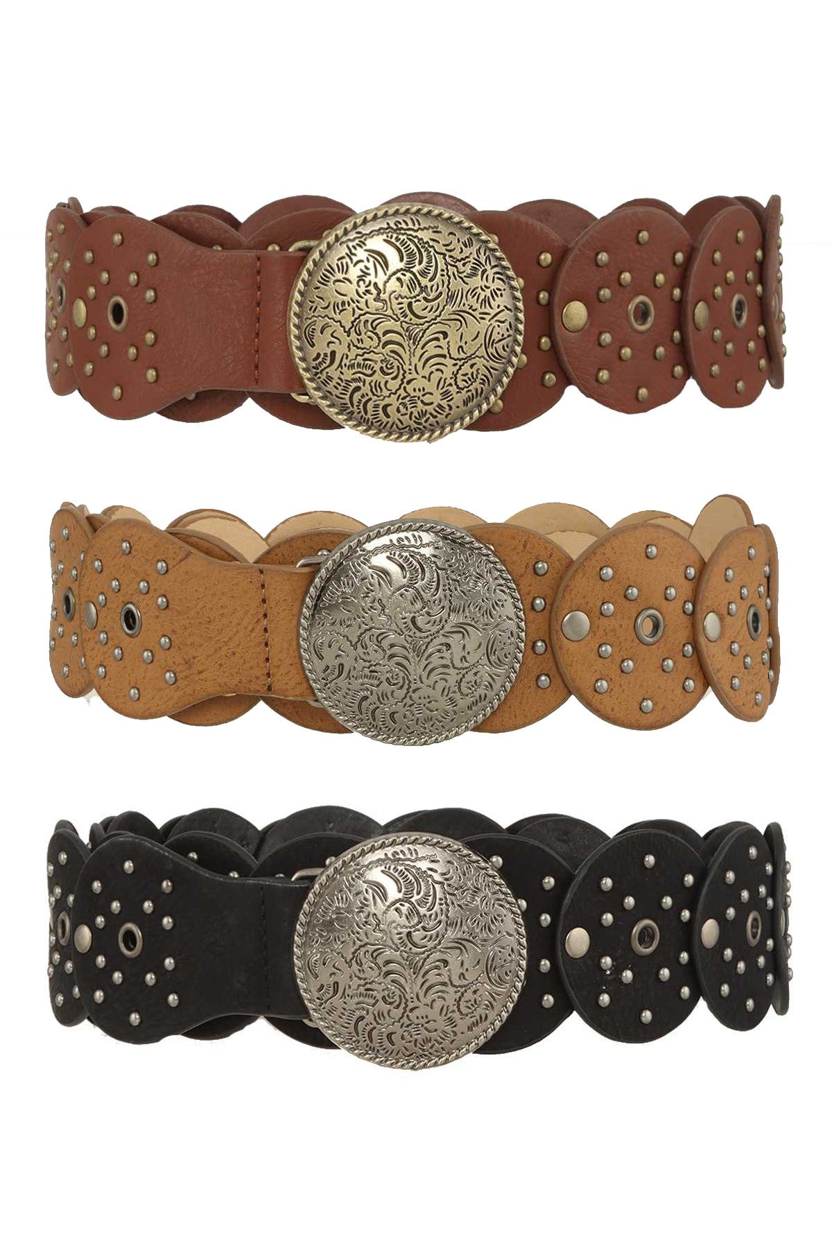 1118 Western Buckle Circles Leather Belt