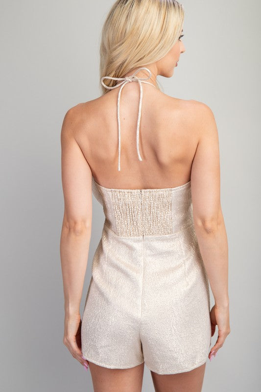 1228 Gold Bow Romper