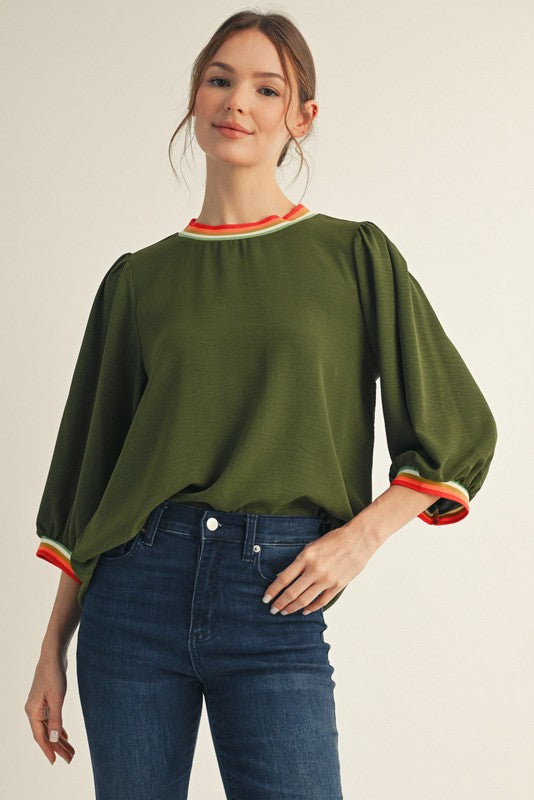 1728 3/4 Sleeve Multi Dress