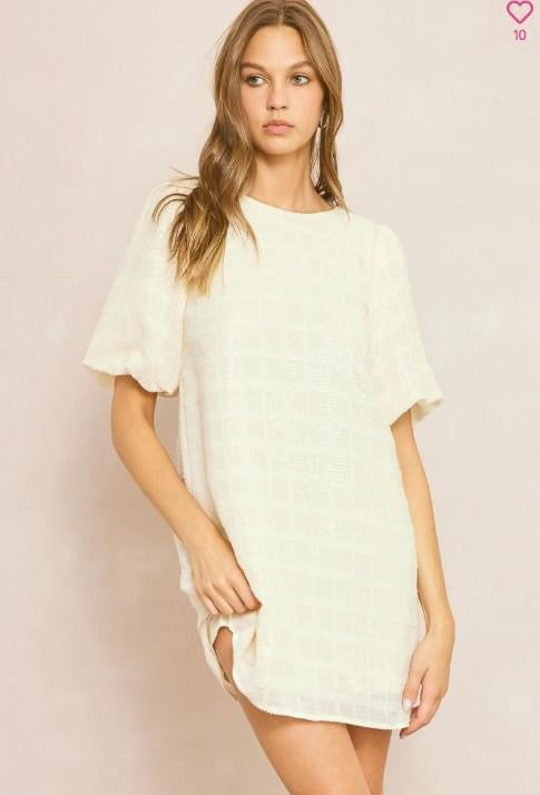 1175 Sequin Bubble Sleeve Short Dress