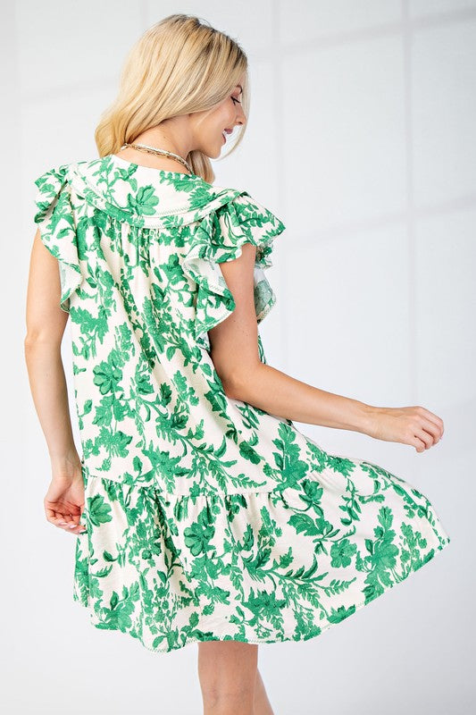1451 Green & White Short Dress