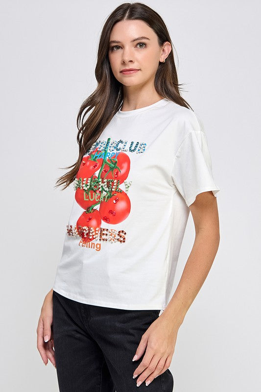 1149 Rhinestones & Pearls Tomatoes T-Shirt