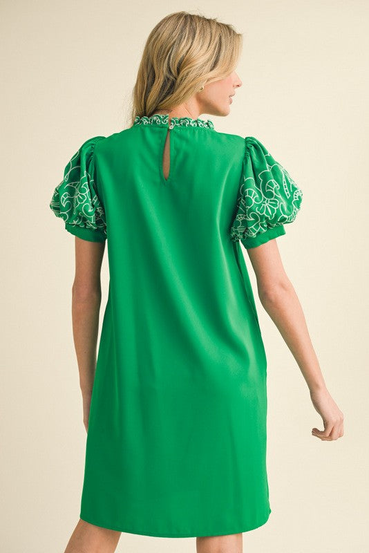 1714 Green Embroidered Dress