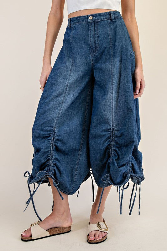 1241 Washed Denim Drawstring Pant