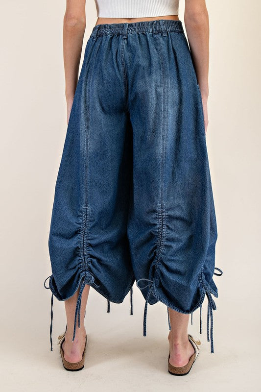 1241 Washed Denim Drawstring Pant