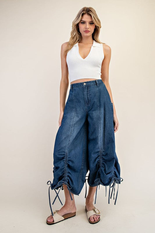 1241 Washed Denim Drawstring Pant