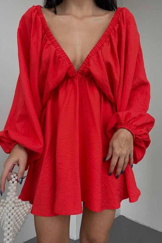 1237 V-Neck Long Sleeve Dress