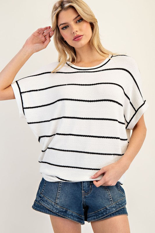 1252 Striped Sleeve knitted Shirt