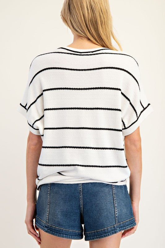 1252 Striped Sleeve knitted Shirt
