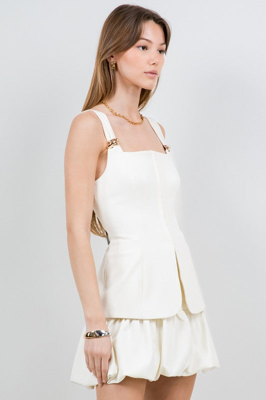 1653 Ivory Gold Metal Detail Top