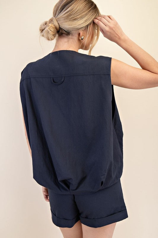 1525 Zipper Bubble Sleeveless Vest