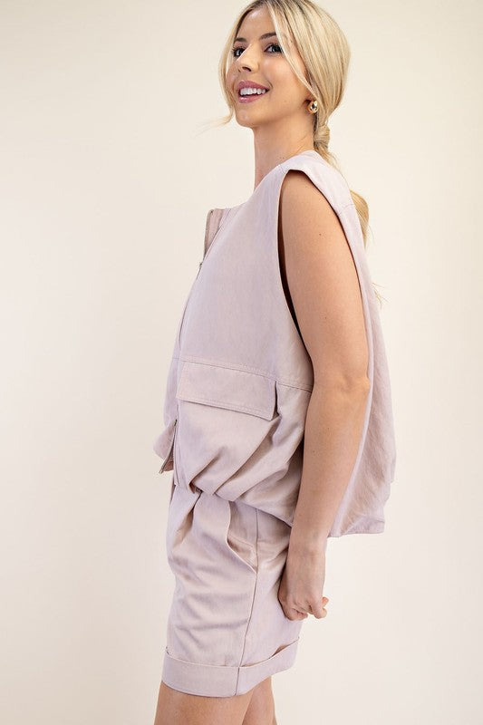 1525 Zipper Bubble Sleeveless Vest