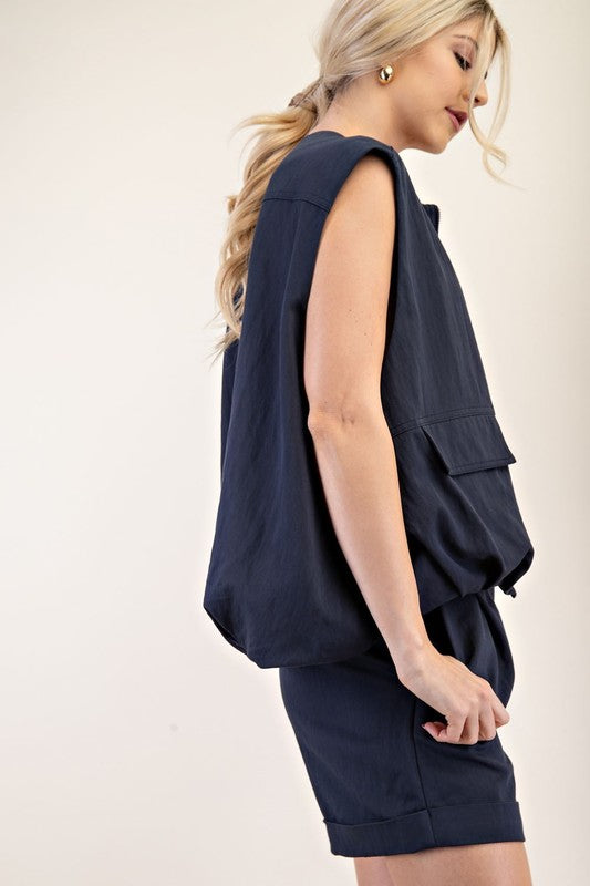 1525 Zipper Bubble Sleeveless Vest