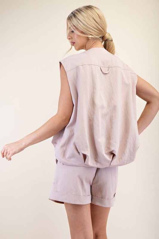1525 Zipper Bubble Sleeveless Vest