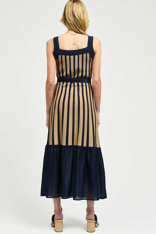 1333 Knitted Beige And Navy Dress