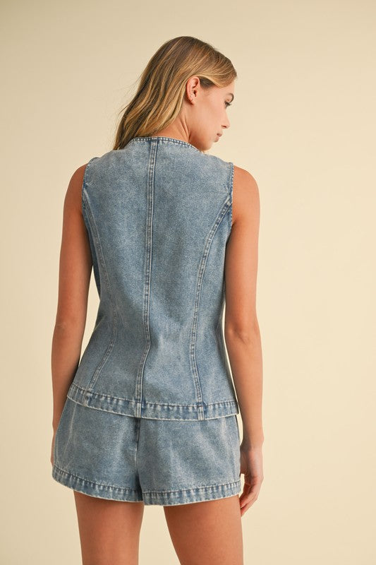 1479 Vest & Short Denim Set