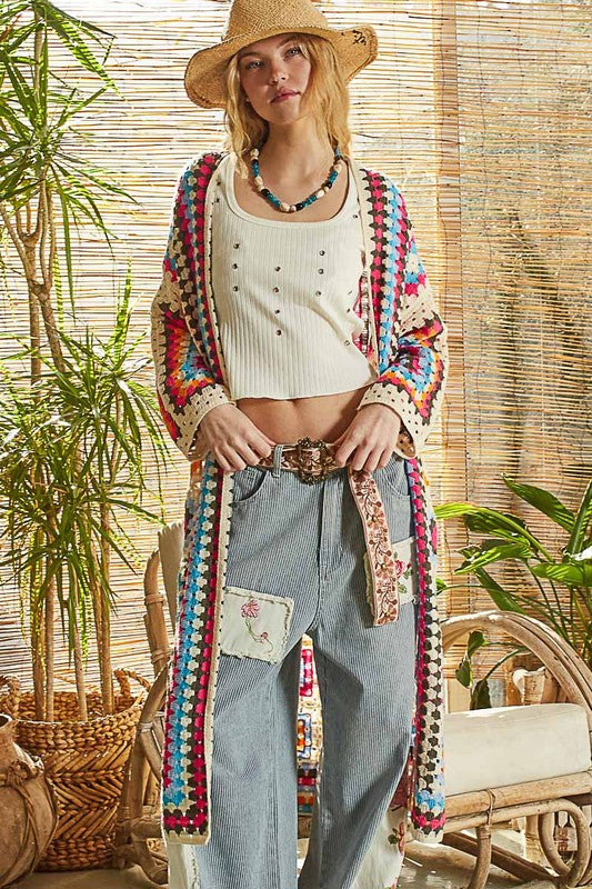 1414 Onesize Crochet Kimono