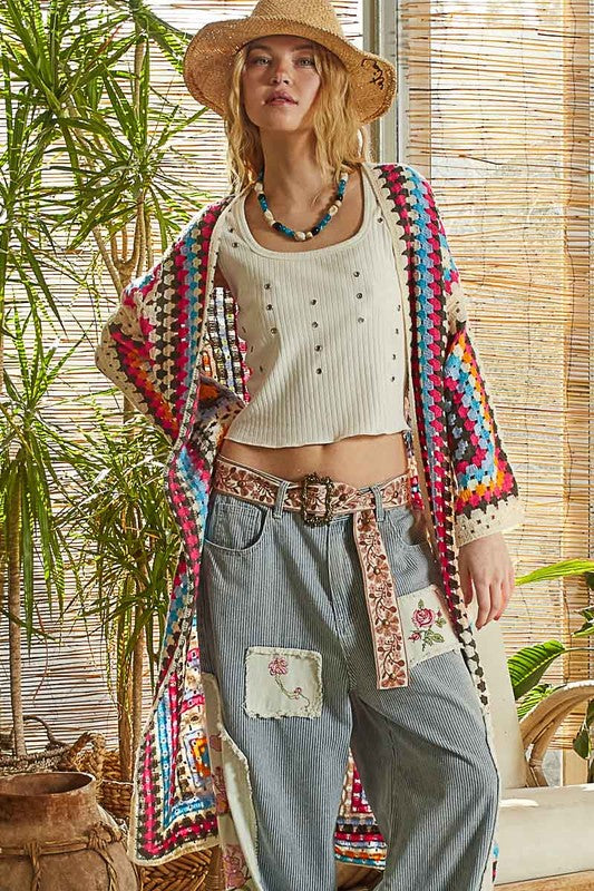 1414 Onesize Crochet Kimono
