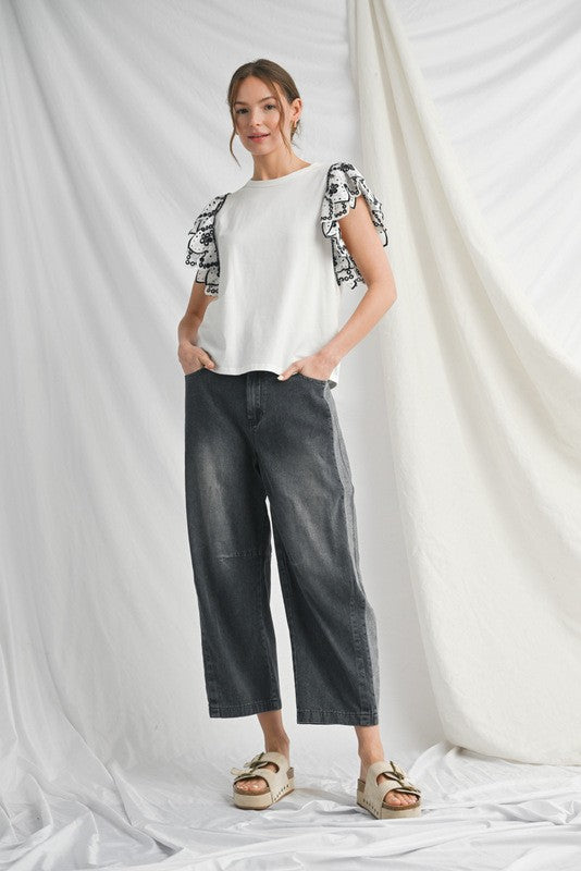 1359 Eyelet Ruffle Top