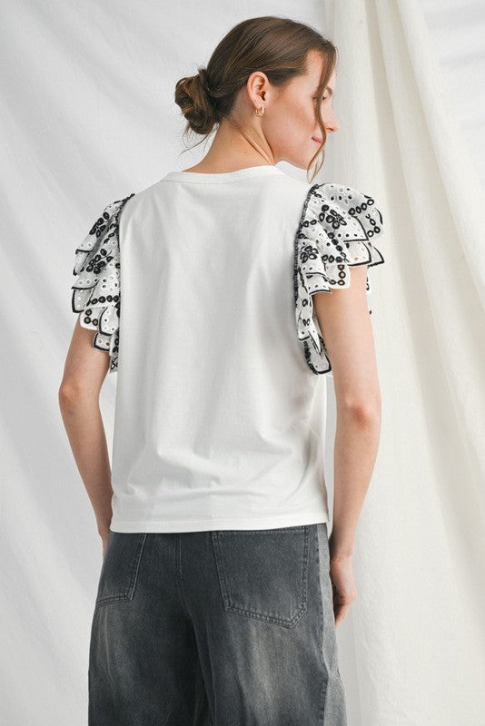 1359 Eyelet Ruffle Top
