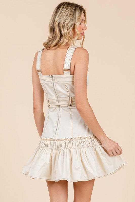 1645 Belted Ruffle Stitch Dress