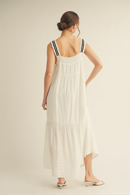 1463 Confy Maxi Dress With Striped White Lines
