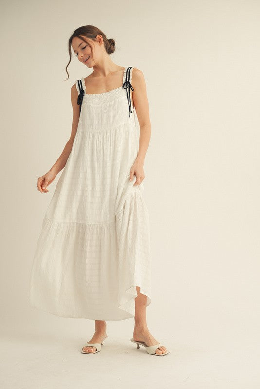 1463 Confy Maxi Dress With Striped White Lines