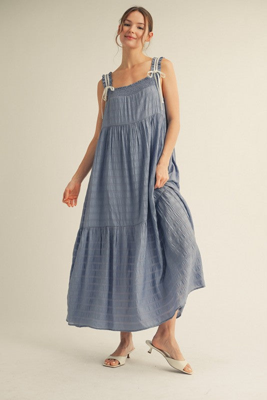 1463 Confy Maxi Dress With Striped White Lines