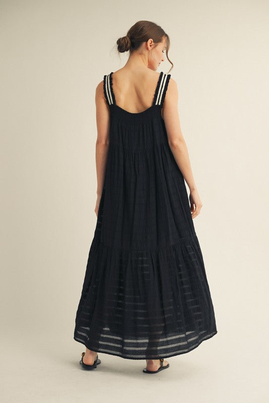1463 Confy Maxi Dress With Striped White Lines