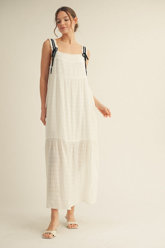 1463 Confy Maxi Dress With Striped White Lines