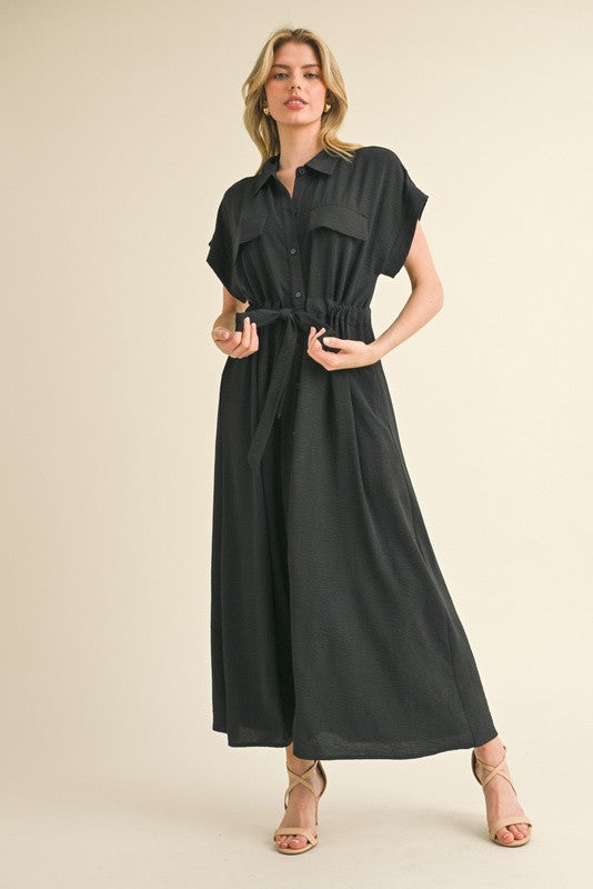 1469 Black Button Down Maxi Dress