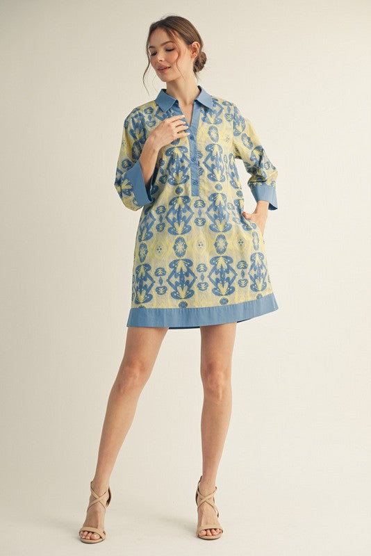 1650 Collar Dress 3/4 Sleeve Dress
