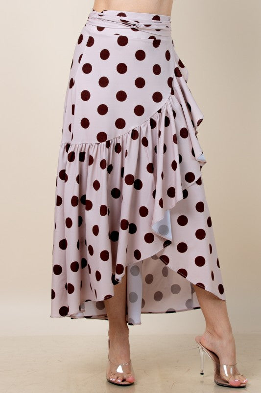 1707 Polka Dots Wrap Around Skirt