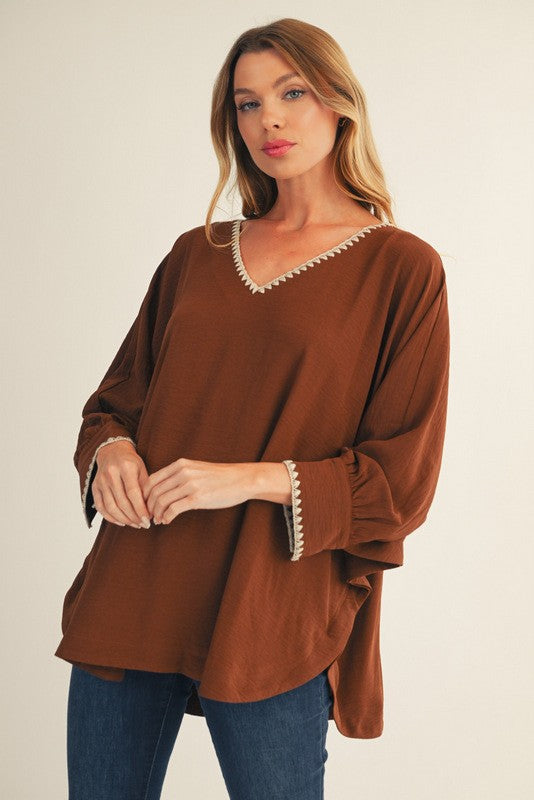 1772 V-Neck Embroidered Shirt