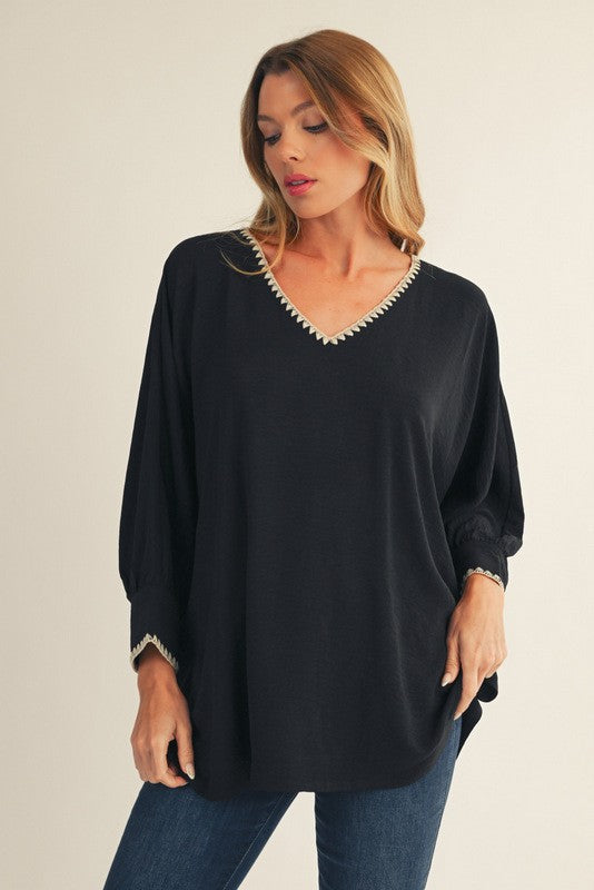 1772 V-Neck Embroidered Shirt