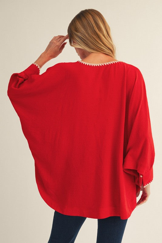 1772 V-Neck Embroidered Shirt