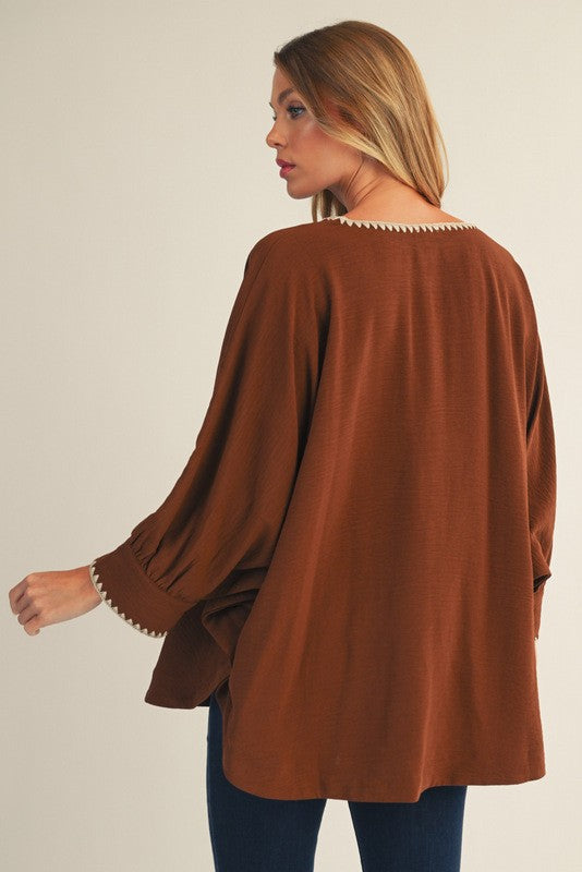 1772 V-Neck Embroidered Shirt