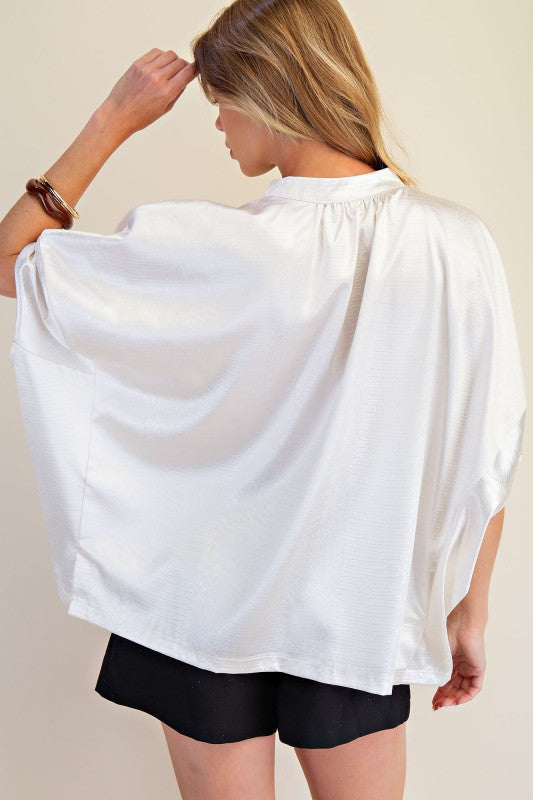1722 Zipper Satin Shirt